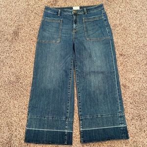 Wide leg cropped denim pants